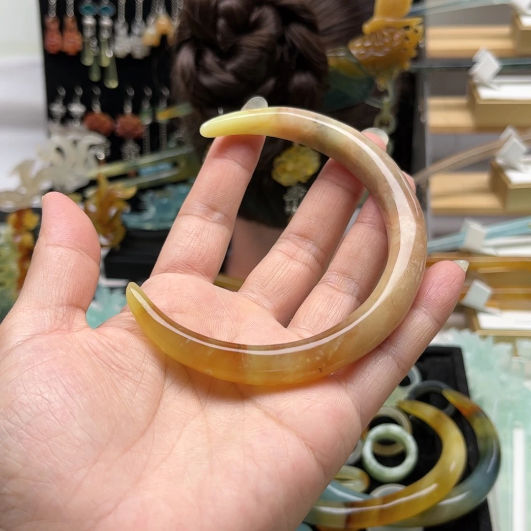 蛇纹石玉发饰合金