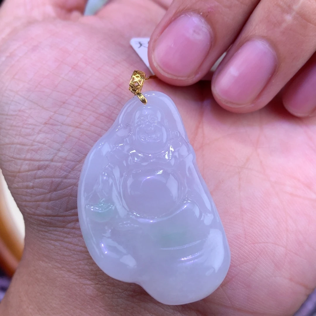 翡翠吊坠(不含链)18K金镶嵌