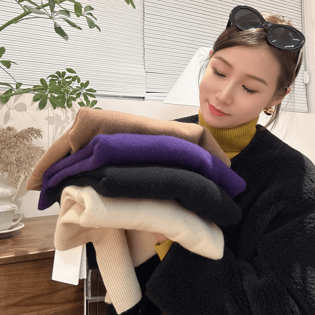 【丽姐女装】气质紫色翻领毛衣100%绵羊毛细纱温柔慵懒打底M0119