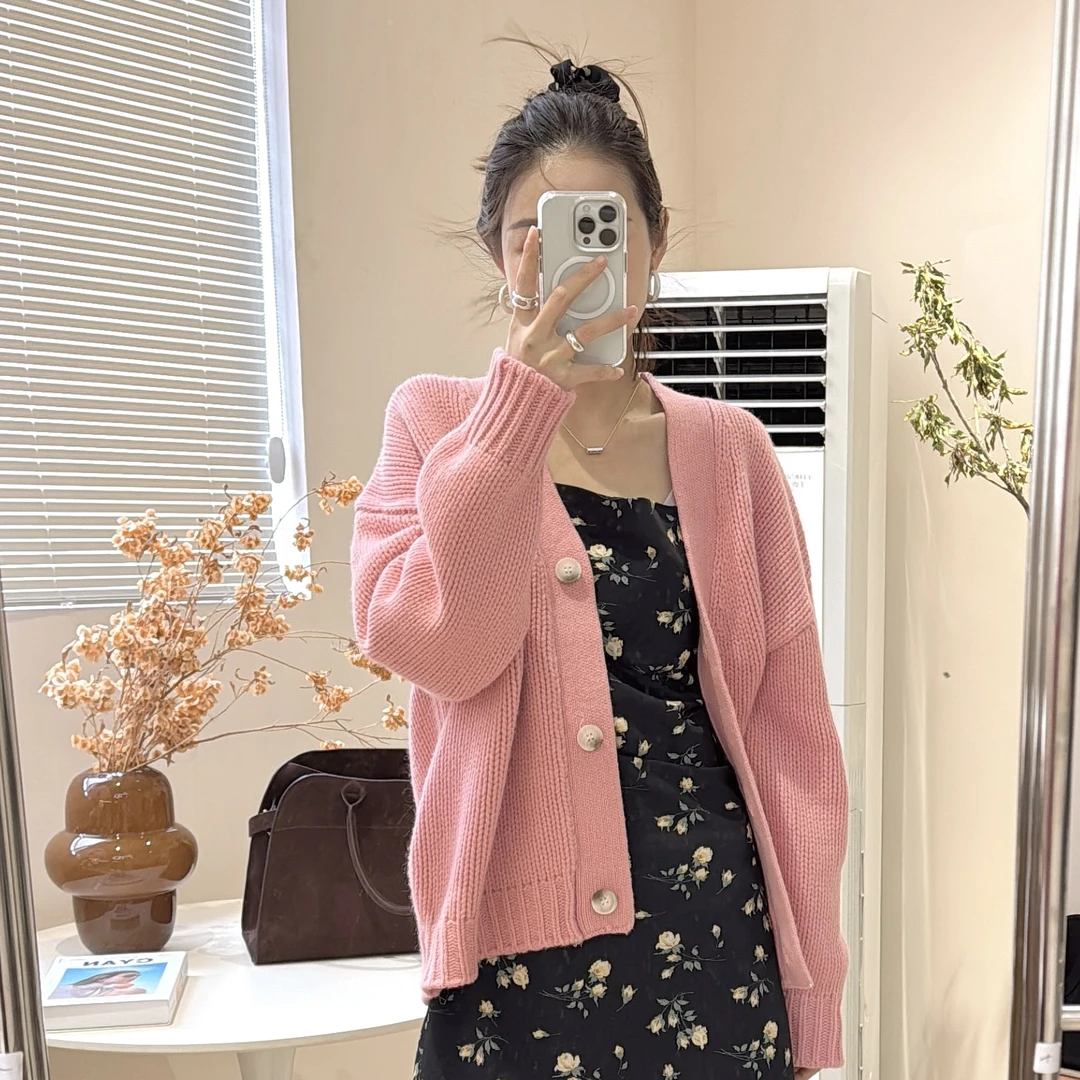 【丽姐女装】100羊毛百搭温柔治愈系粉色重磅质感羊毛外套 M0141