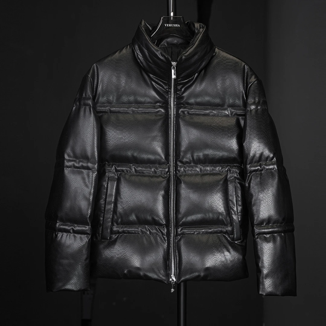 【VERUSHA高定】2456男女同款皮衣鹅绒服“喜马拉雅”蟒纹情侣面包服