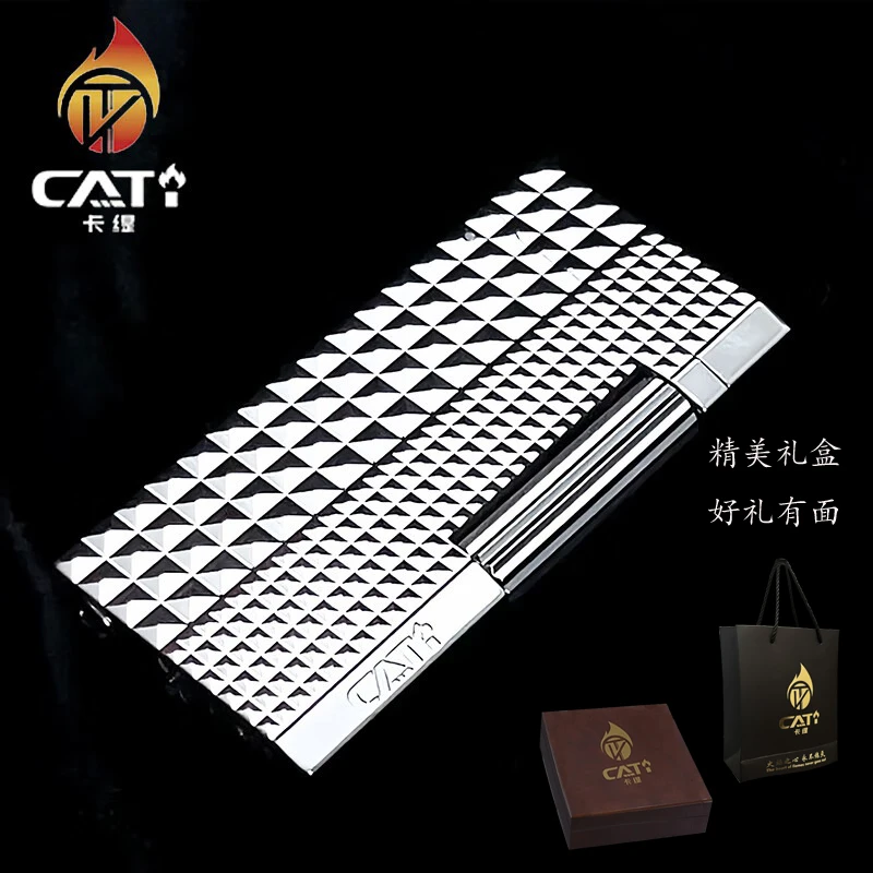 卡缇CATI正品纯铜超薄一体充气打火机侧滑高档送礼男士个性礼物