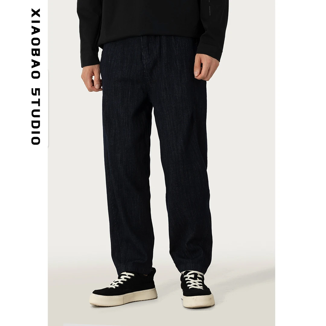 【埃斯杰里亚】【高棉复古休闲】秋季宽松潮流水洗男士牛仔裤K-002