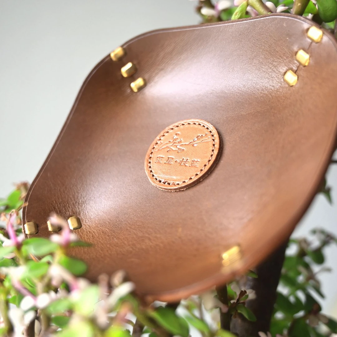 玺呈枝蓝文玩牛皮托盘