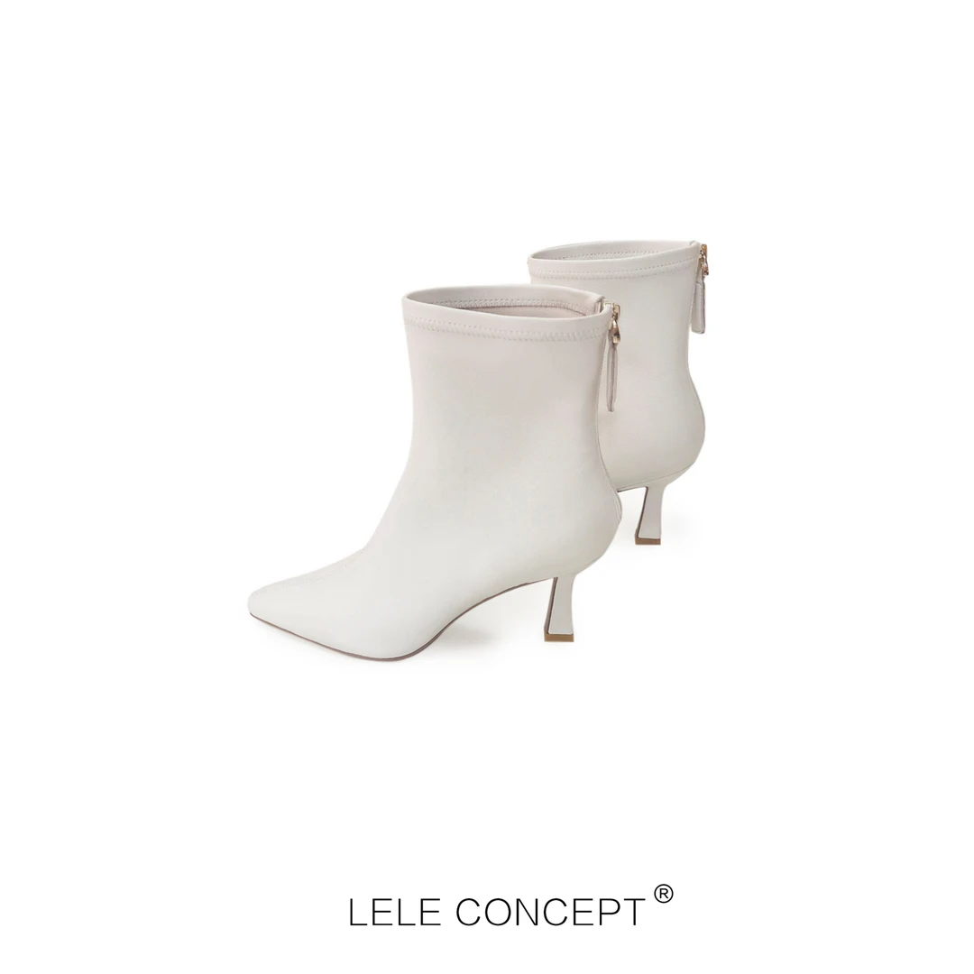 LELE CONCEPT丨时尚百搭高级感优雅气质款高跟后拉链短靴X0099