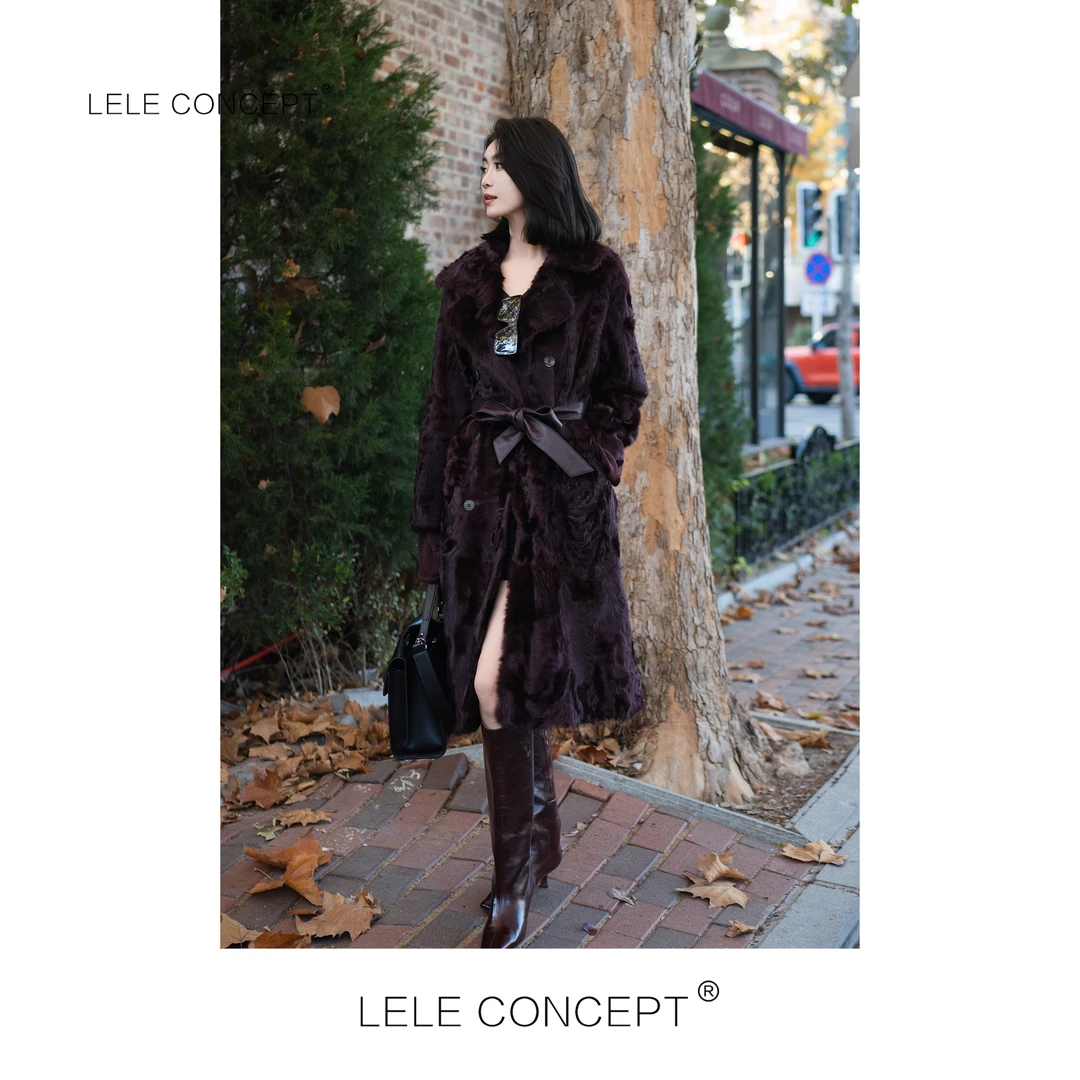 LELE CONCEPT丨轻奢气质设计款大领长款皮毛大衣D0119