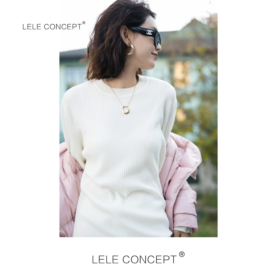 LELE CONCEPT丨都市轻奢舒适休闲款三色圆领针织套装T0096