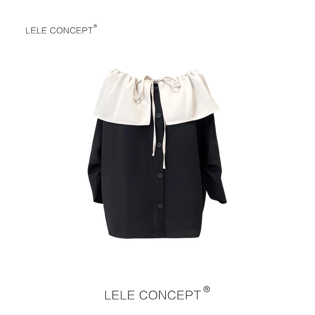 LELE CONCEPT丨「丽」百搭时尚减龄大翻领短袖上衣衬衫S0463