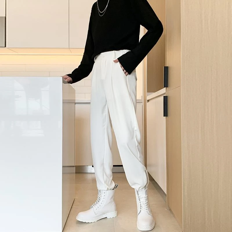 冷淡风裤子高级感男装痞帅垂感西裤男配马丁靴的束脚男裤