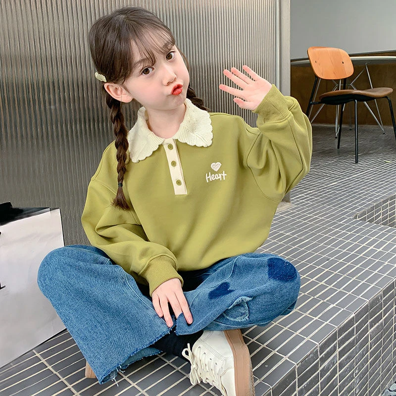 女童卫衣春秋款2025新款洋气儿童秋装小女孩秋季POLO衫长袖上衣潮