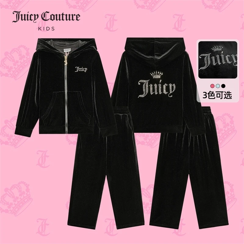JuicyCouture橘滋秋冬洋气天鹅绒丝绒运动套装童装天鹅绒套装