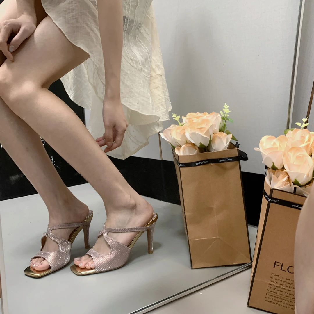 妮妮设计！高跟鞋夏季粗跟网红性感中跟外穿气质百搭高跟凉鞋