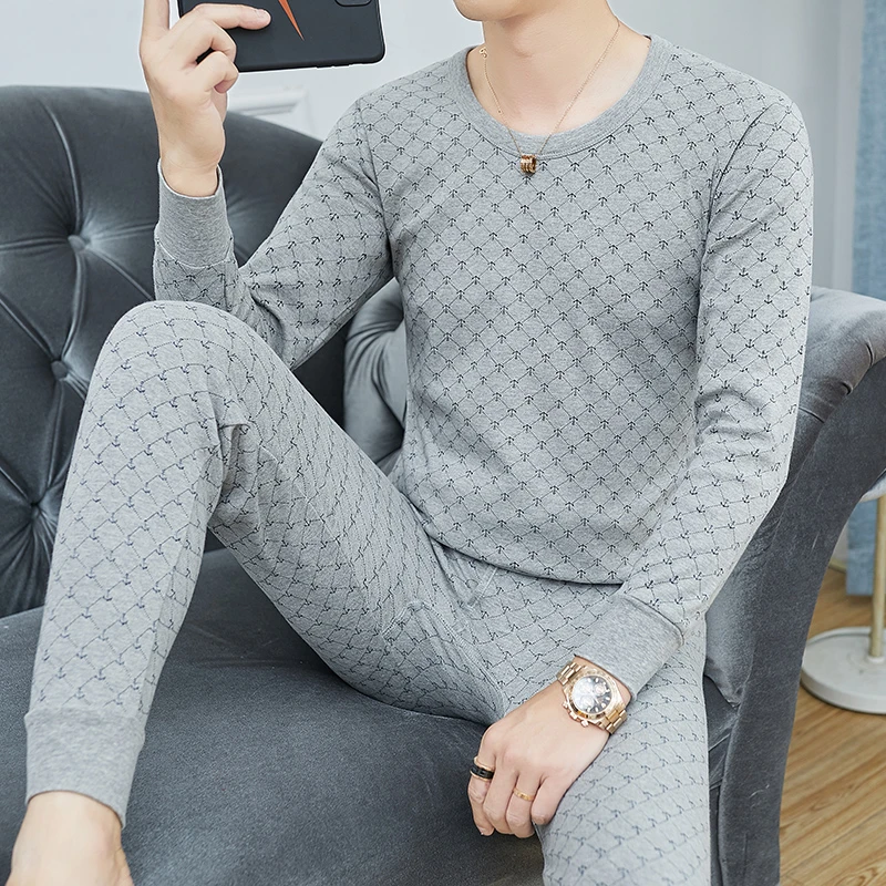 男士保暖内衣纯棉全棉薄款中年爸爸2025新款中老年人秋衣秋裤套装