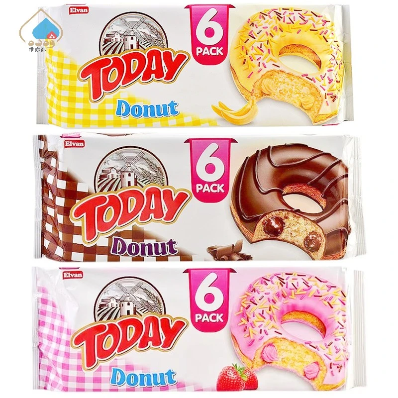 土耳其TODAY甜甜圈糕点210g含6袋草莓香蕉巧克力味Donut蛋糕面包
