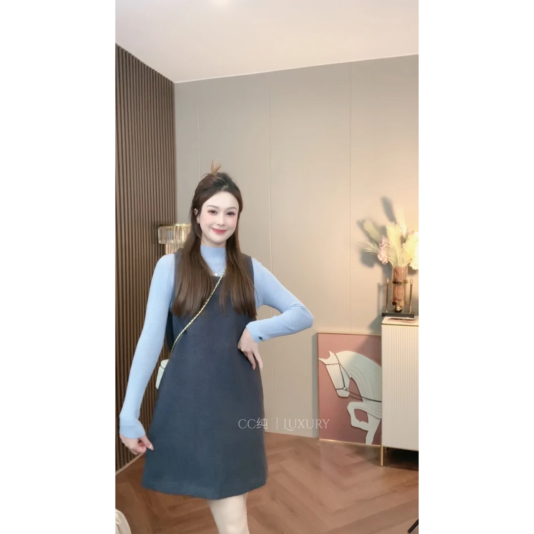CC纯【高甜预警】秋冬季新百搭显瘦气质小香轻奢连衣裙2023A142#