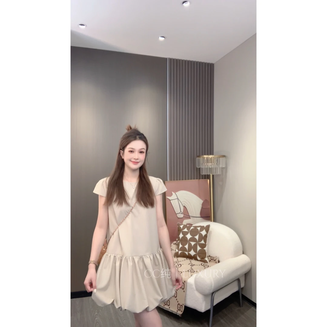 CC纯【椰云拿铁】夏季新休闲百搭日常气质显瘦甜美连衣裙2024A308#