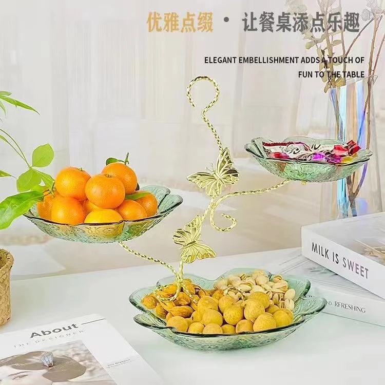 【粉丝福利】新款海棠花多层水果架创意三层现代简约干果糖果盘客厅