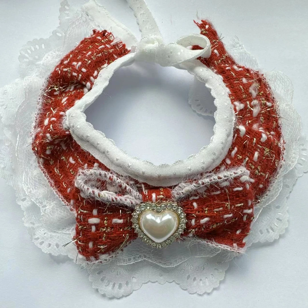 （直播链接800-900）9.9宠物针织蕾丝围脖围兜围巾夏季新款猫狗