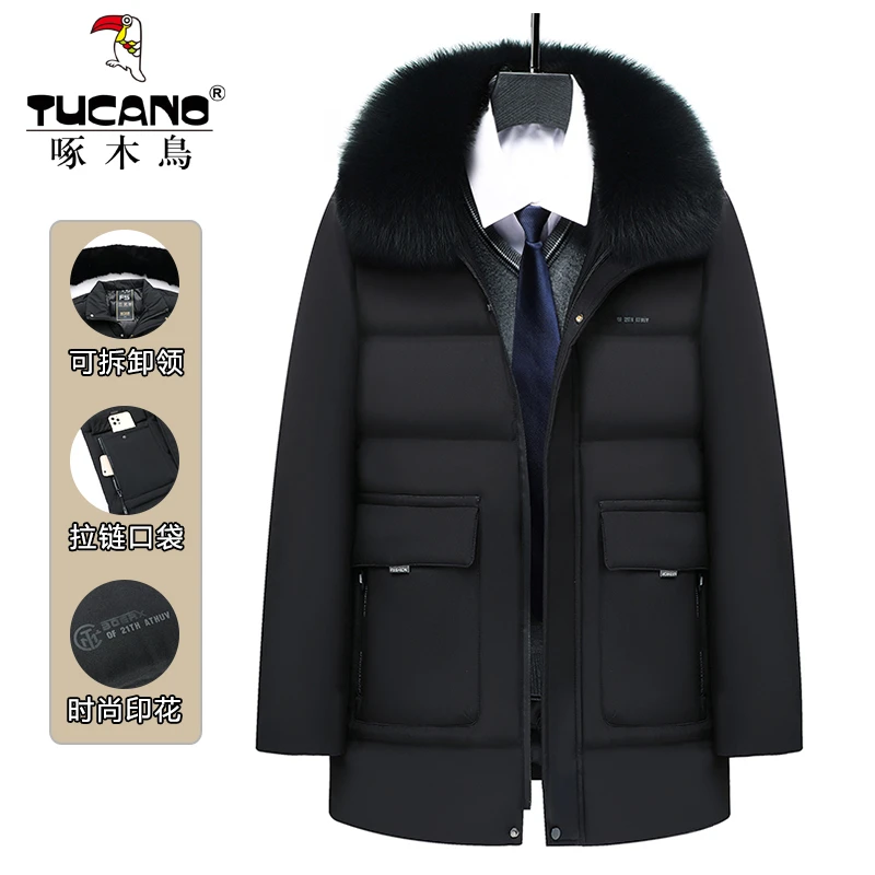 【可拆卸大毛领】中老年加厚爸爸装保暖棉衣商务休闲棉服一衣两穿