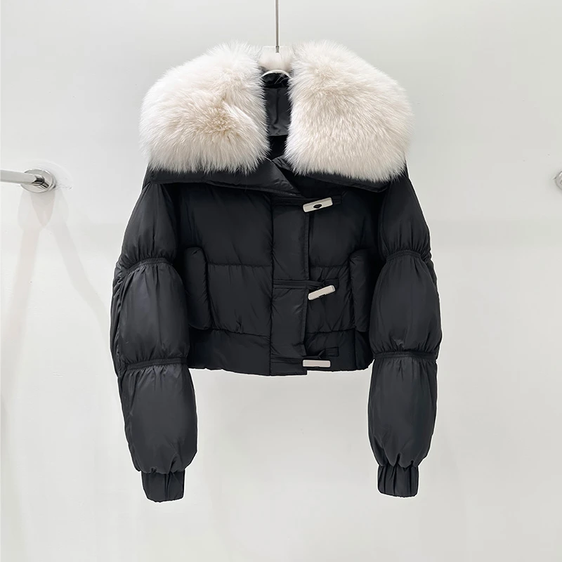 真狐狸毛小个子羽绒服女短款高腰冬装面包服冬季新款加厚保暖外套