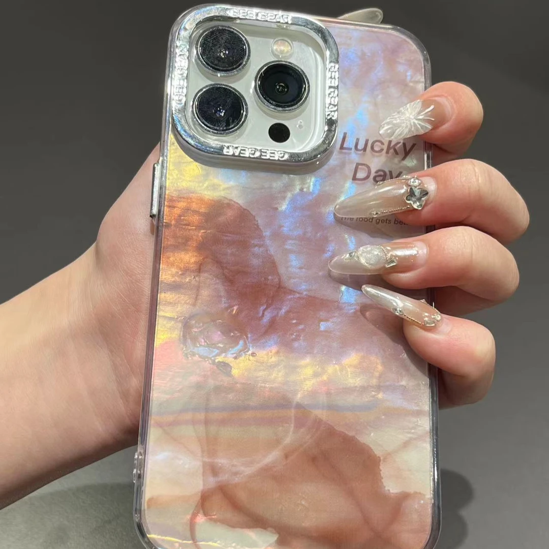 苹果15ProMax手机壳iPhone14高级感防摔12网红女款11新款贝壳纹13