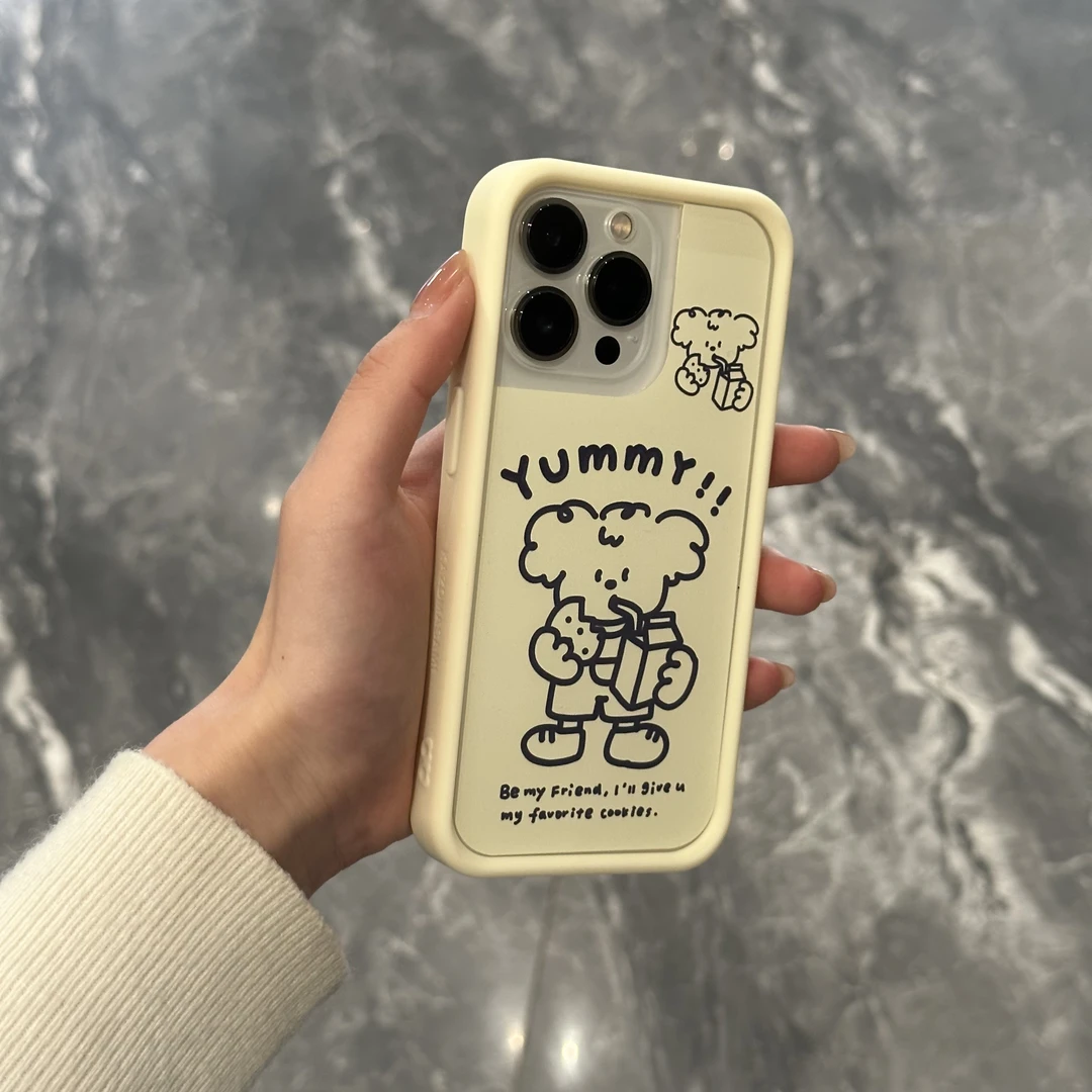 韩风ins线条狗狗适用15苹果14promax手机壳iPhone13新款12/11全包