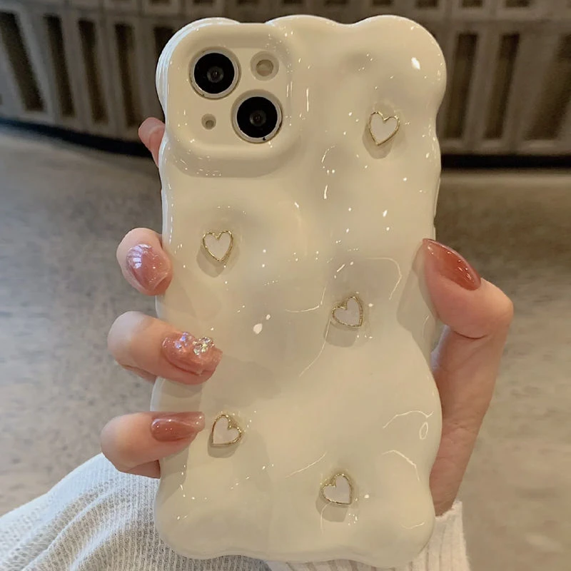 ins奶白色陨石纹爱心适用苹果14promax手机壳iPhone11女12软13pro