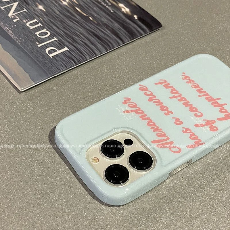 韩国ins淡绿色英文适用苹果13手机壳iPhone14promax创意11/12防摔