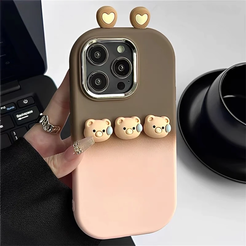 ins渐变色公仔适用iPhone13promax苹果15手机壳11简约14pro软壳12