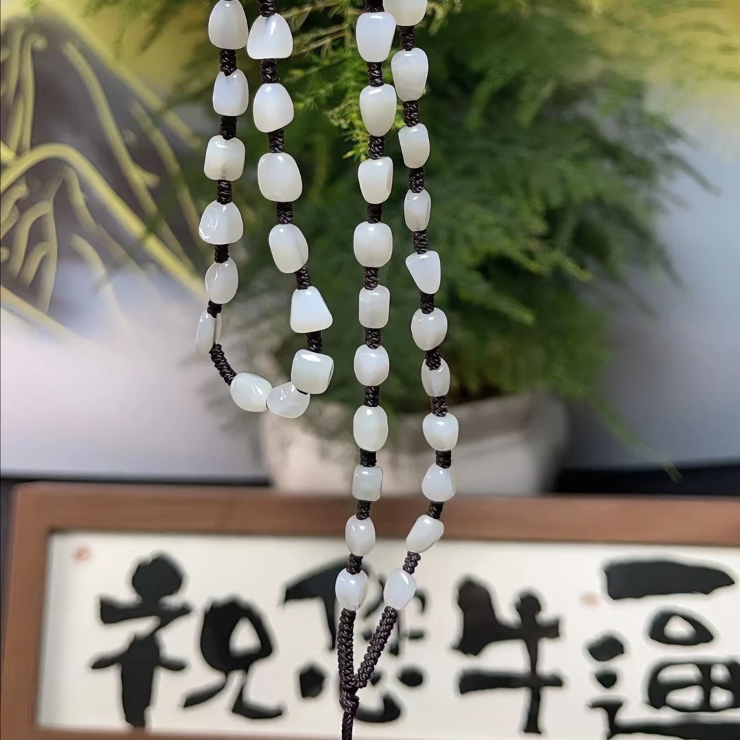 青海料和田玉白玉吊坠链