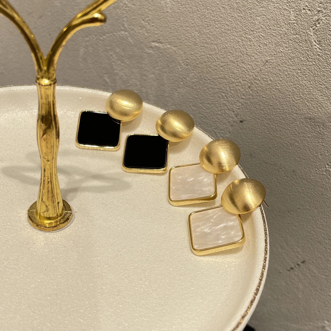 铜合金耳饰 名媛风复古气质菱形耳环7009耳饰