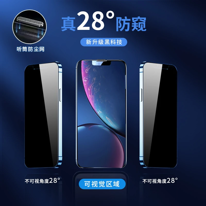 适用于苹果16pro/15/14/13/12/11/xr/x手机膜/听筒防尘防窥钢化膜