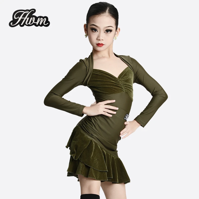 红舞魅新款拉丁舞服女童秋冬高级版拉丁舞练功服丝绒长袖网红套装
