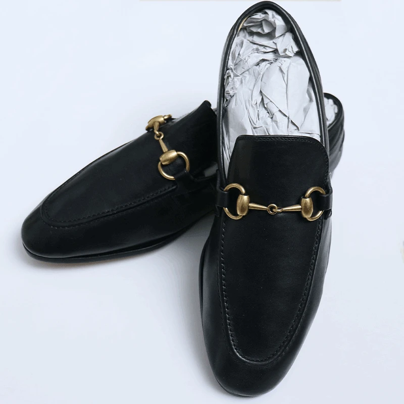 Gucci/古驰马衔扣时尚百搭舒适休闲英伦风格春夏季黑色乐福鞋