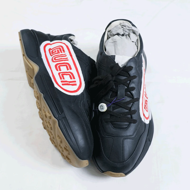 99新 GUCCI/古驰 Rhyton系列胶囊印花复古潮流百搭运动黑色老爹鞋