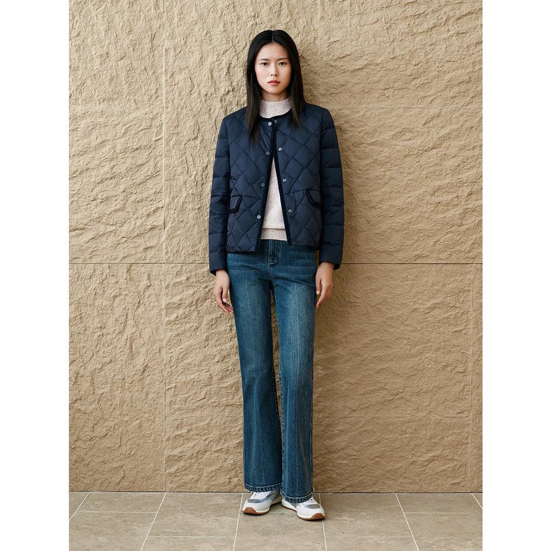 INSUN恩裳专选2025春季时尚小香风短款轻薄羽绒服9C65108510