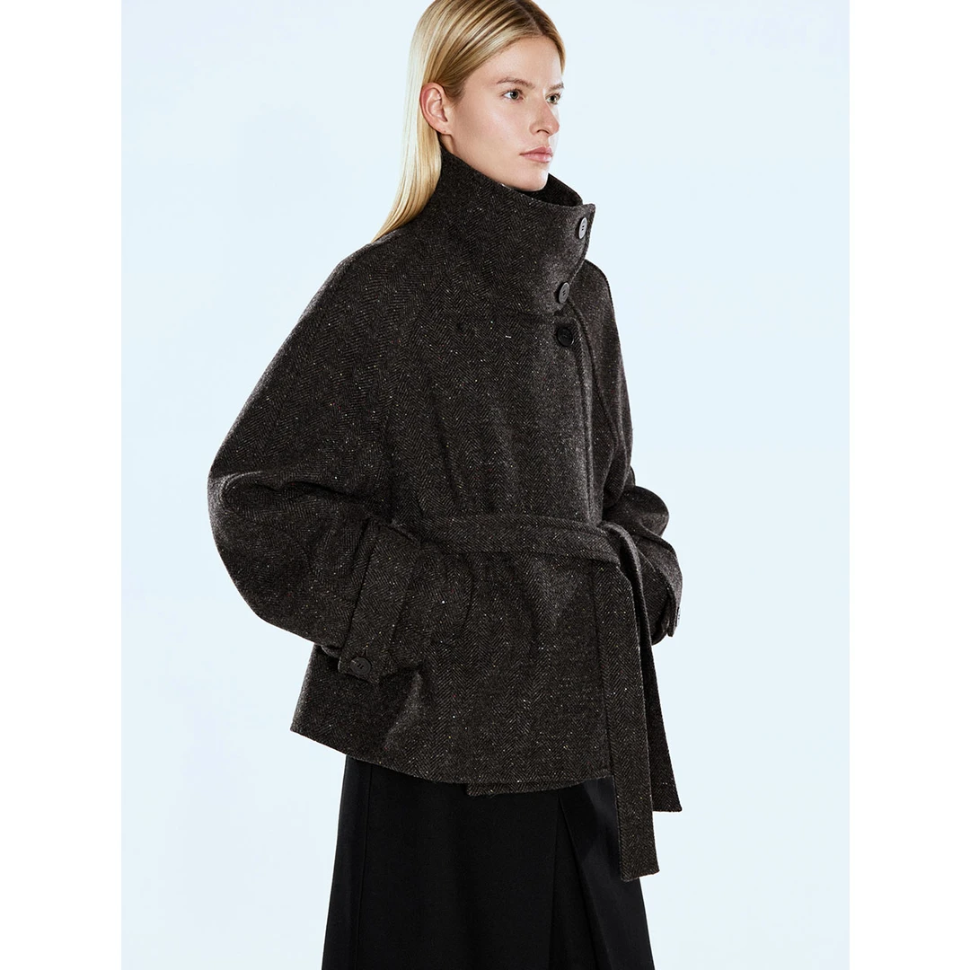 COVERINS冬季宽松彩点时尚设计师立领短外套CC34510260