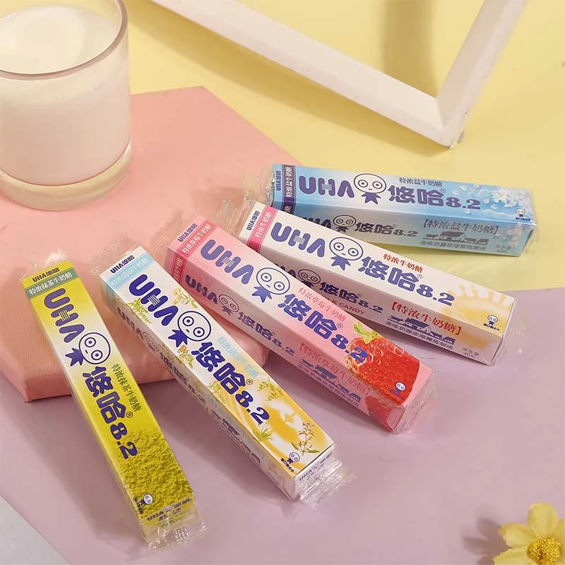 UHA悠哈特浓抹茶咖啡盐清凉草莓牛奶条硬糖网红结婚喜糖零食解馋