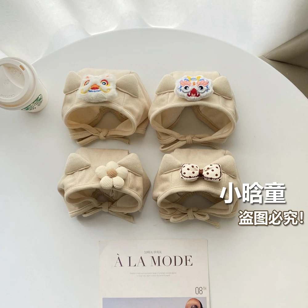 米色婴儿帽子春秋款男女童小月龄婴幼儿宝宝护耳帽包头帽猫耳朵帽