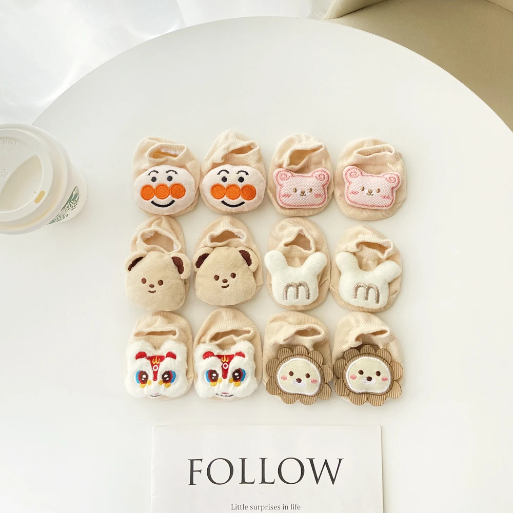 卡其色小月龄婴儿袜子船袜男女儿童婴幼儿新生儿宝宝学步防滑袜