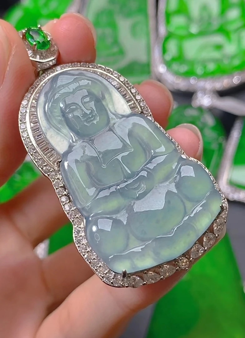 正品天然A货翡翠冰种吊坠