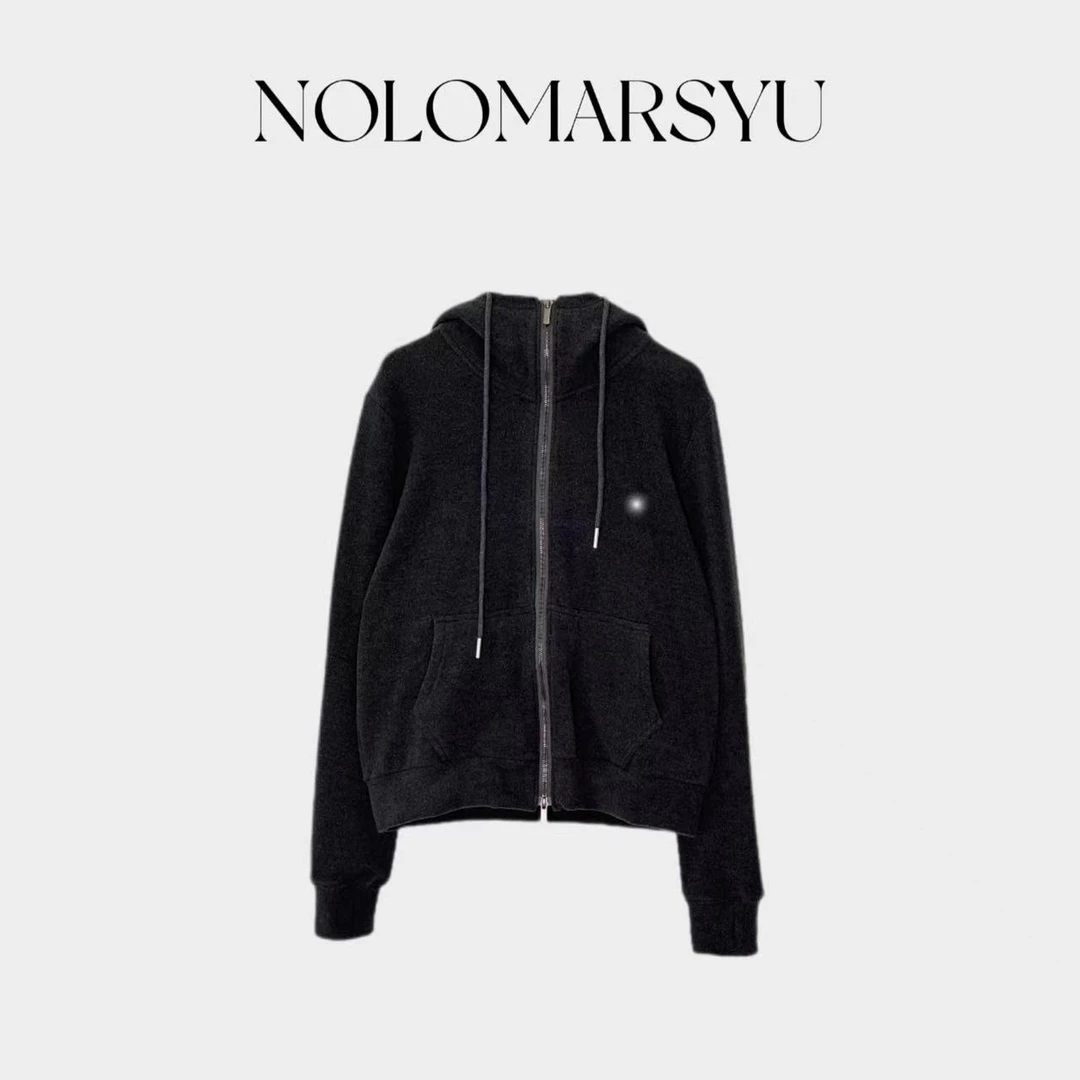 2024拉链连帽双面绒轻奢时尚休闲百搭设计师带帽秋冬长袖简约