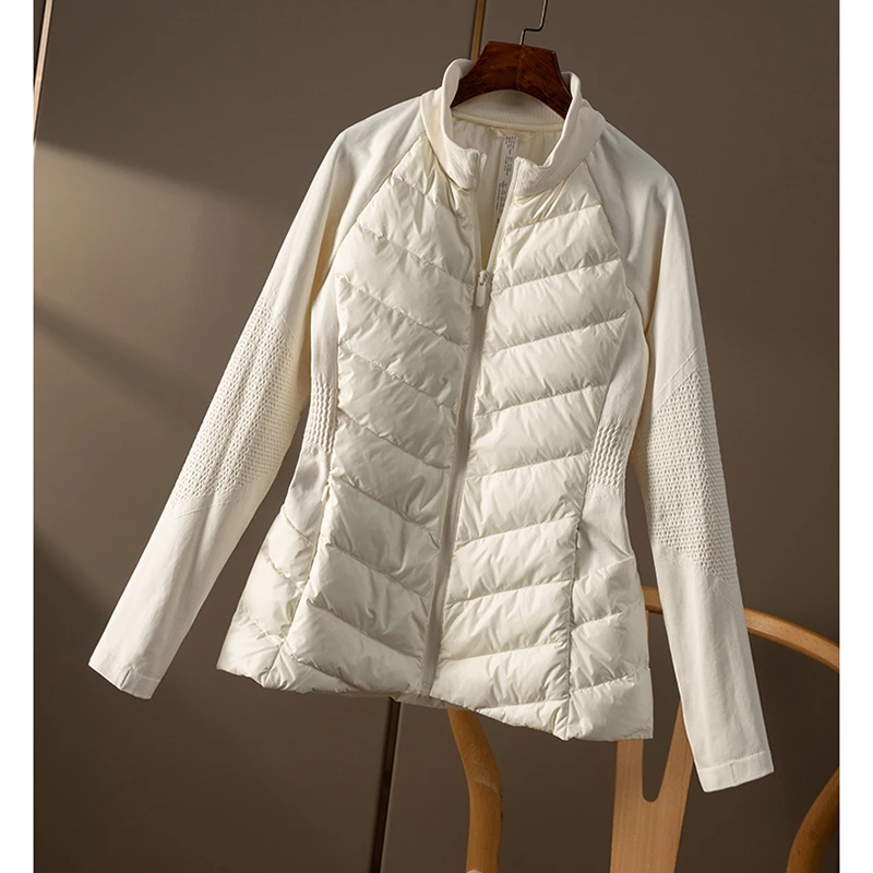 轻暖塑身材 加拿大LU+拼针织收腰90鹅绒羽绒服女春天家3U87 特