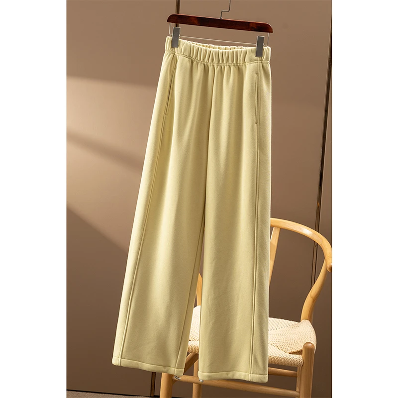 春天家 一条过冬 法G色加绒加厚束脚^直筒阔腿卫裤女4U53 特