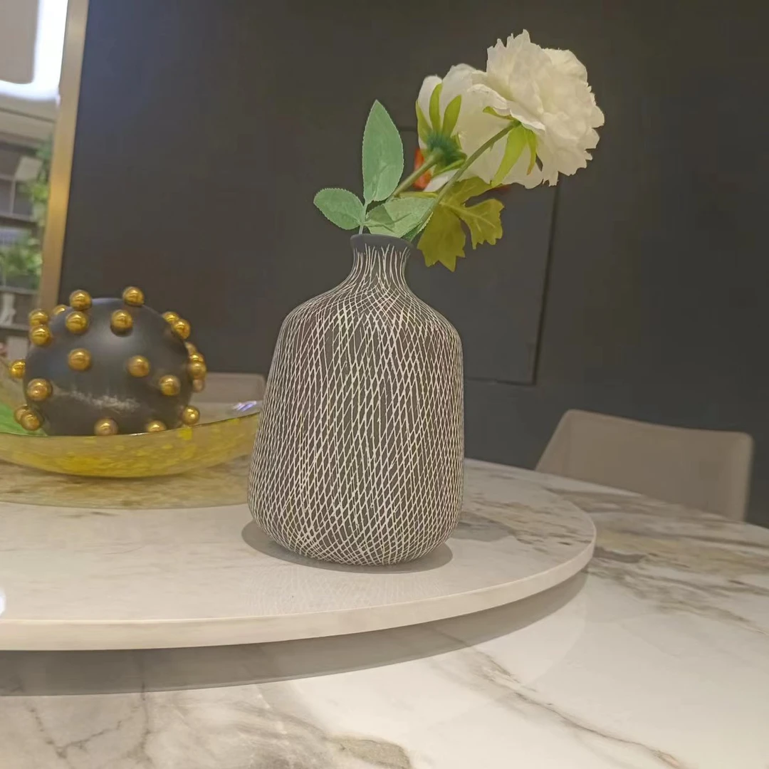 尼摩创意陶瓷花瓶中式复古陶罐装饰摆件客厅玄关干花鲜花插花器