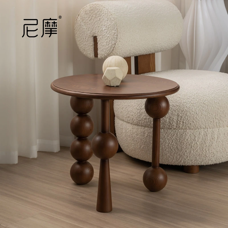 尼摩新款设计师中古风茶几现代简约家用客厅小户型茶桌边几小圆桌