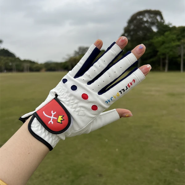 韩国一枝花时尚高尔夫女款手套 透气露指手套耐磨防滑舒适有弹力