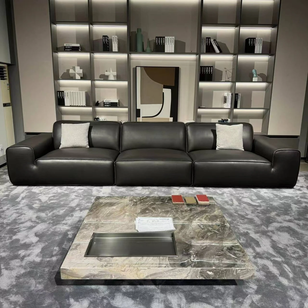 【4.0性价比全青皮】全青皮大黑牛意式极简设计师款牛皮沙发