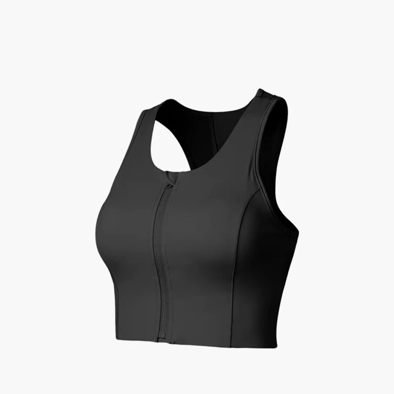 高强度瑜伽运动健身背心莱卡面料前拉链收副乳防震跑步健身5253