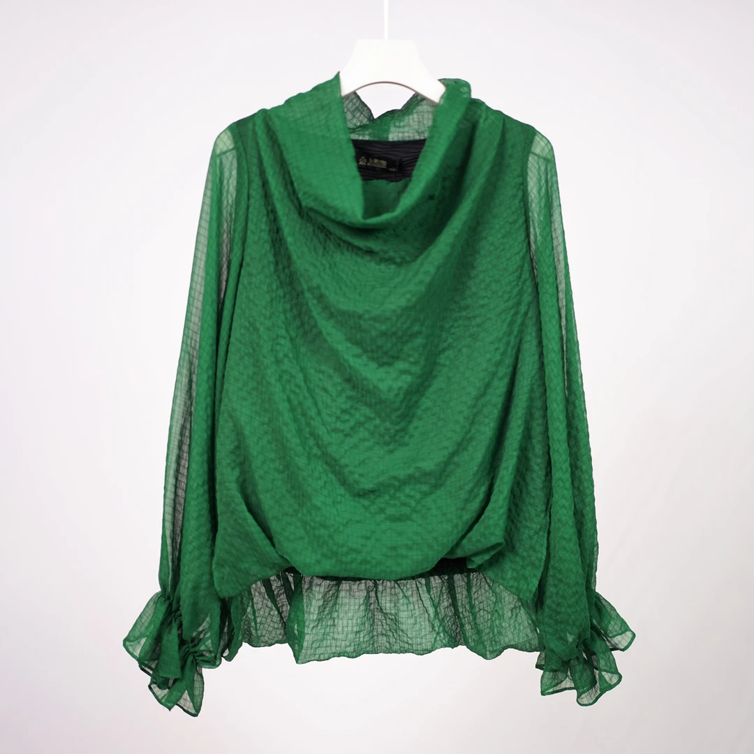 RFY24136绿色 堆堆领短上衣136